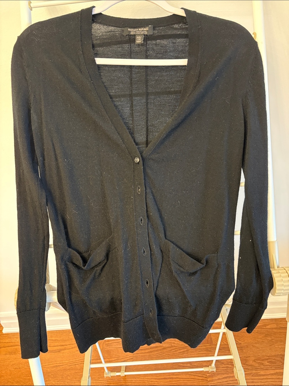 Banana Republic Black V-Neck Button-Up Cardigan